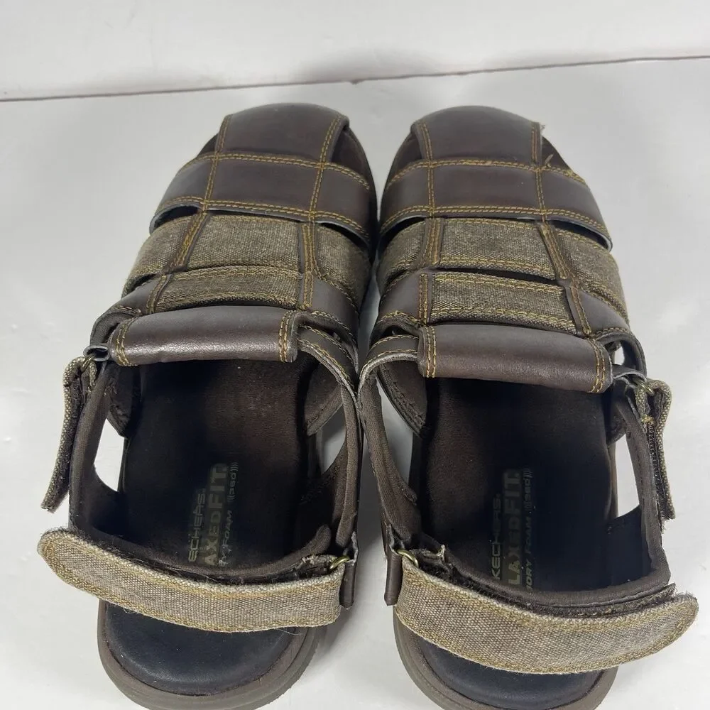 Skechers Relaxed Fit Memory Foam 360 Men's Brown Fisherman Sandals Sz 12 64489